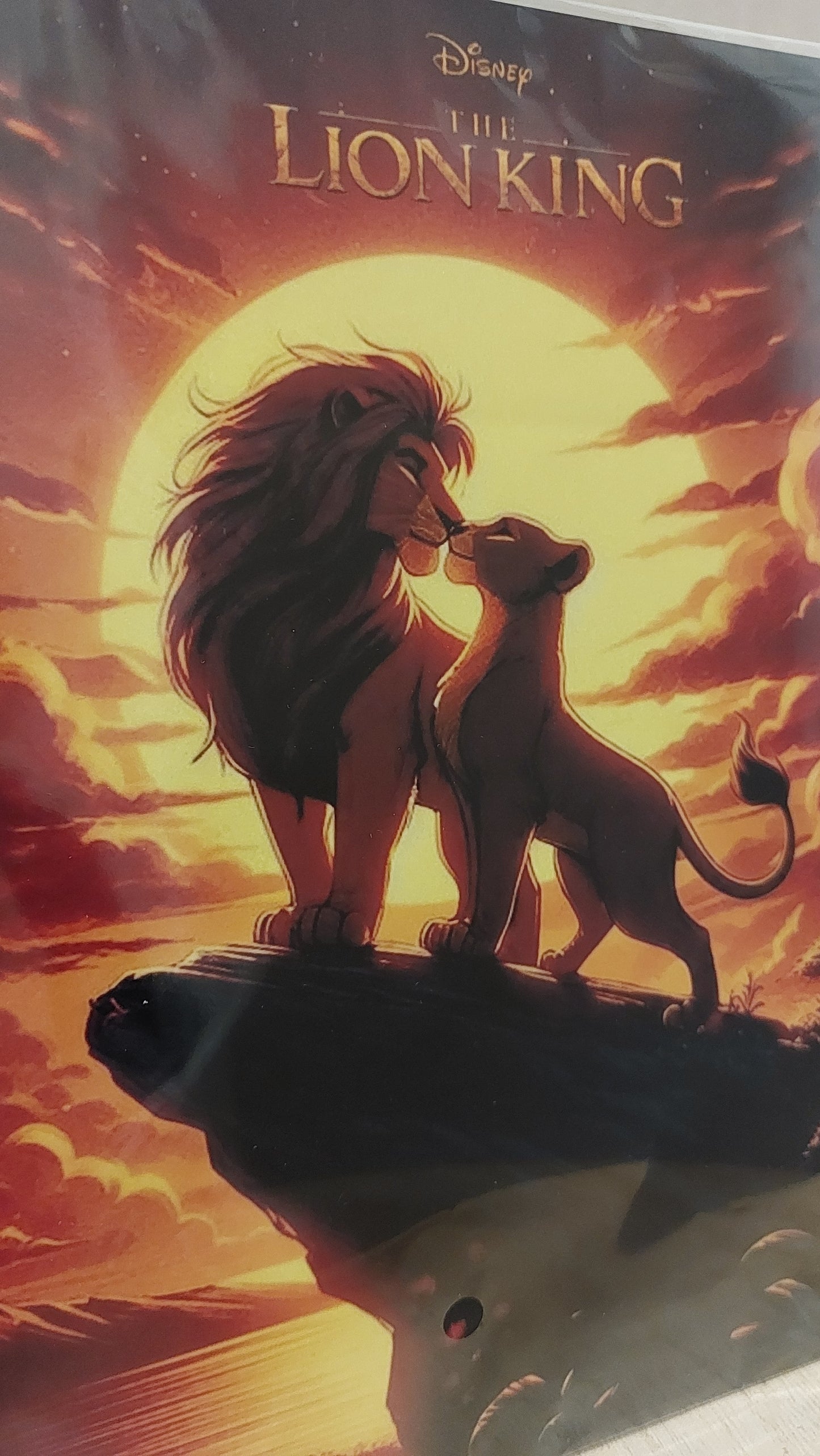 Plaque décorative en métal – Couple de lions & coucher de soleil