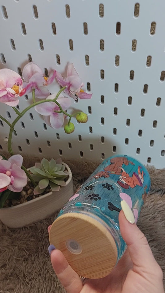 Gobelet double paroi effet lampe à lave bleu – style rétro cartoon