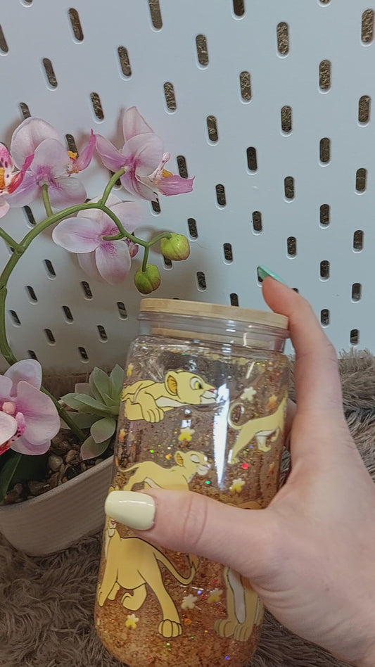 Gobelet double paroi effet paillettes magique – édition savane ✨🦁