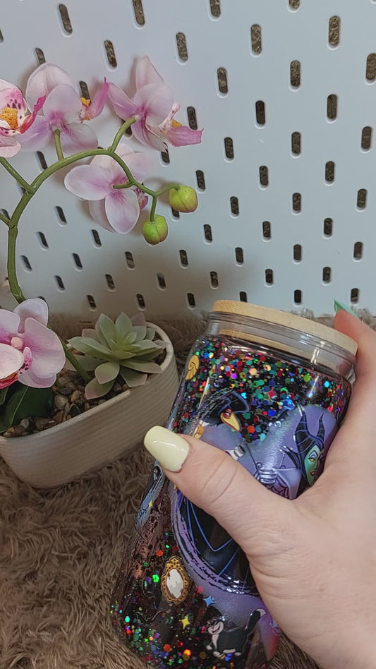 Gobelet double paroi effet paillettes multicolores – univers dark cartoon