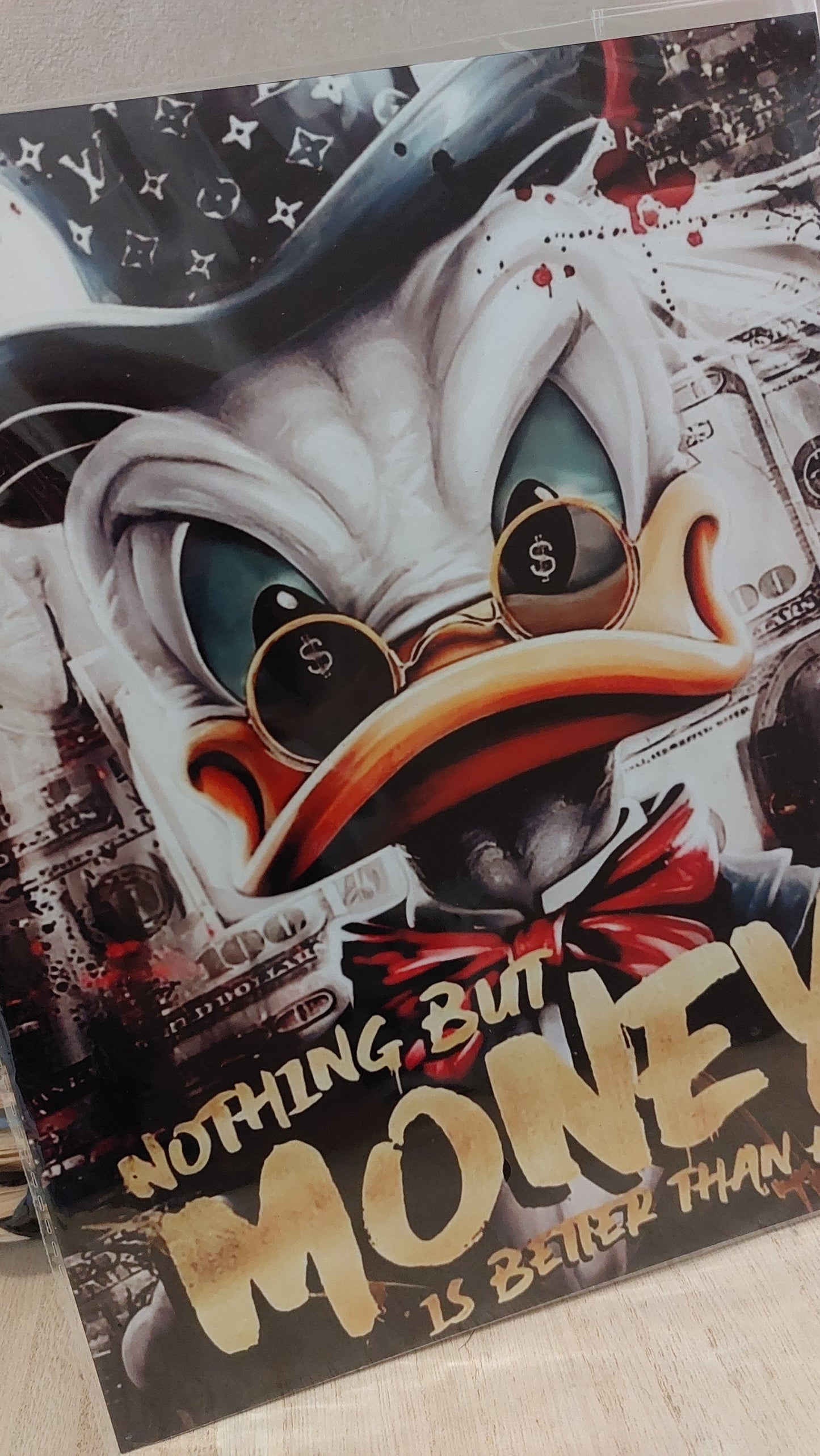 Plaque décorative en métal – Canard dandy & street art