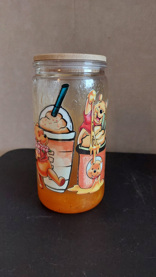 🍯 Gobelet double paroi effet miel – Ourson gourmand et paille incluse