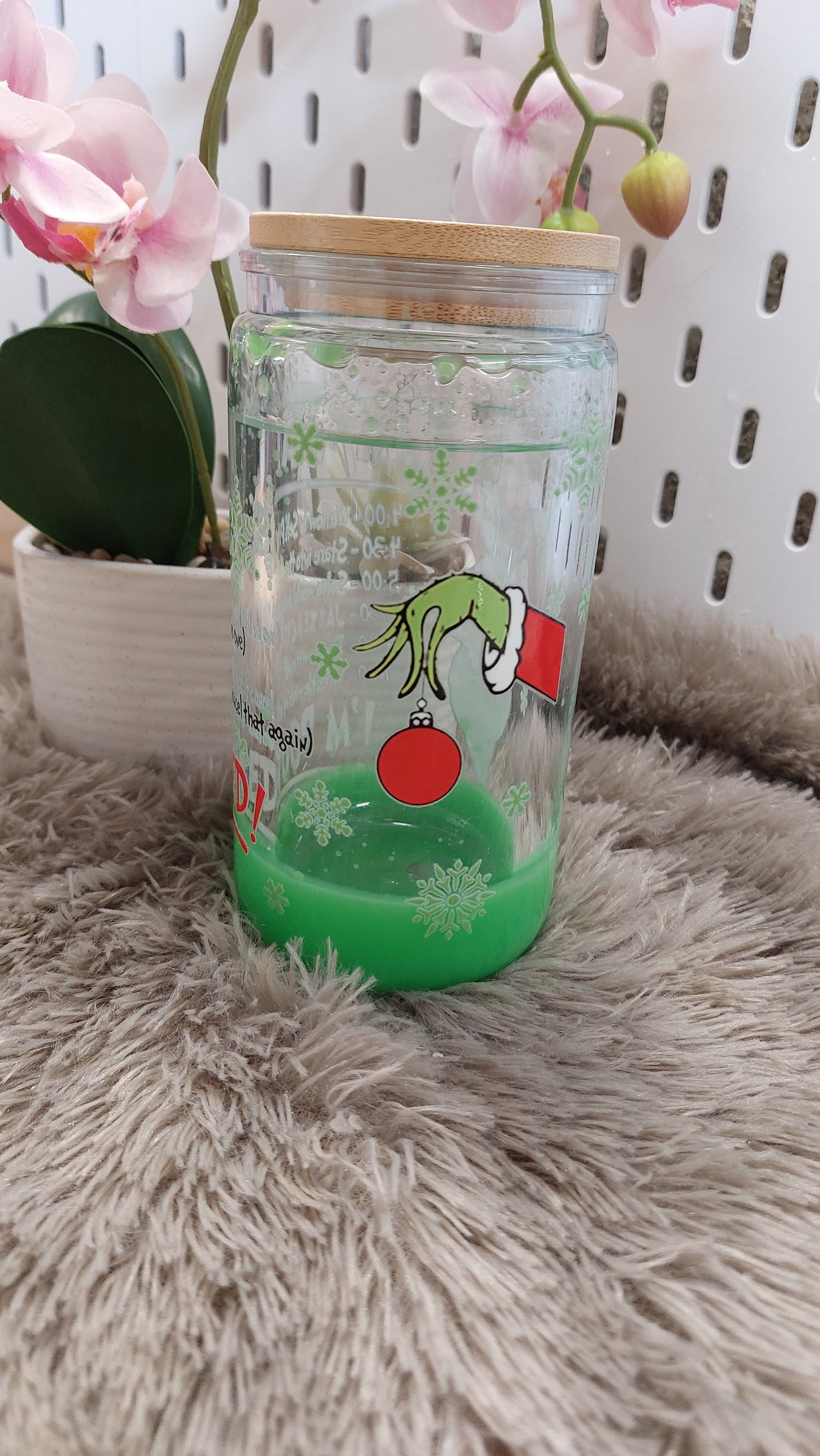 Gobelet double paroi effet lave vert – style Noël fun