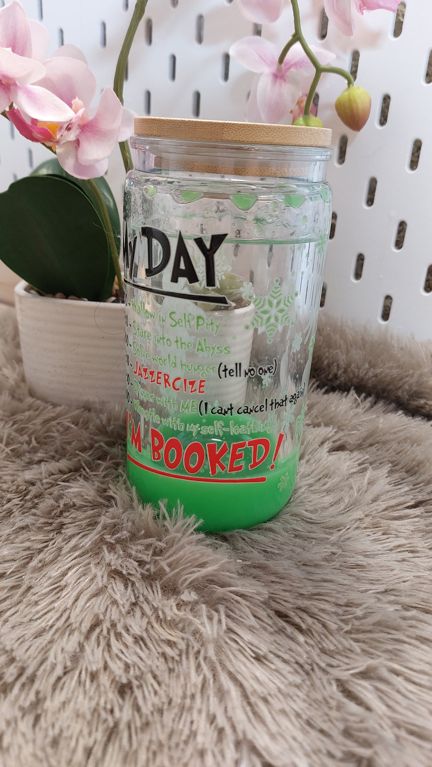 Gobelet double paroi effet lave vert – style Noël fun