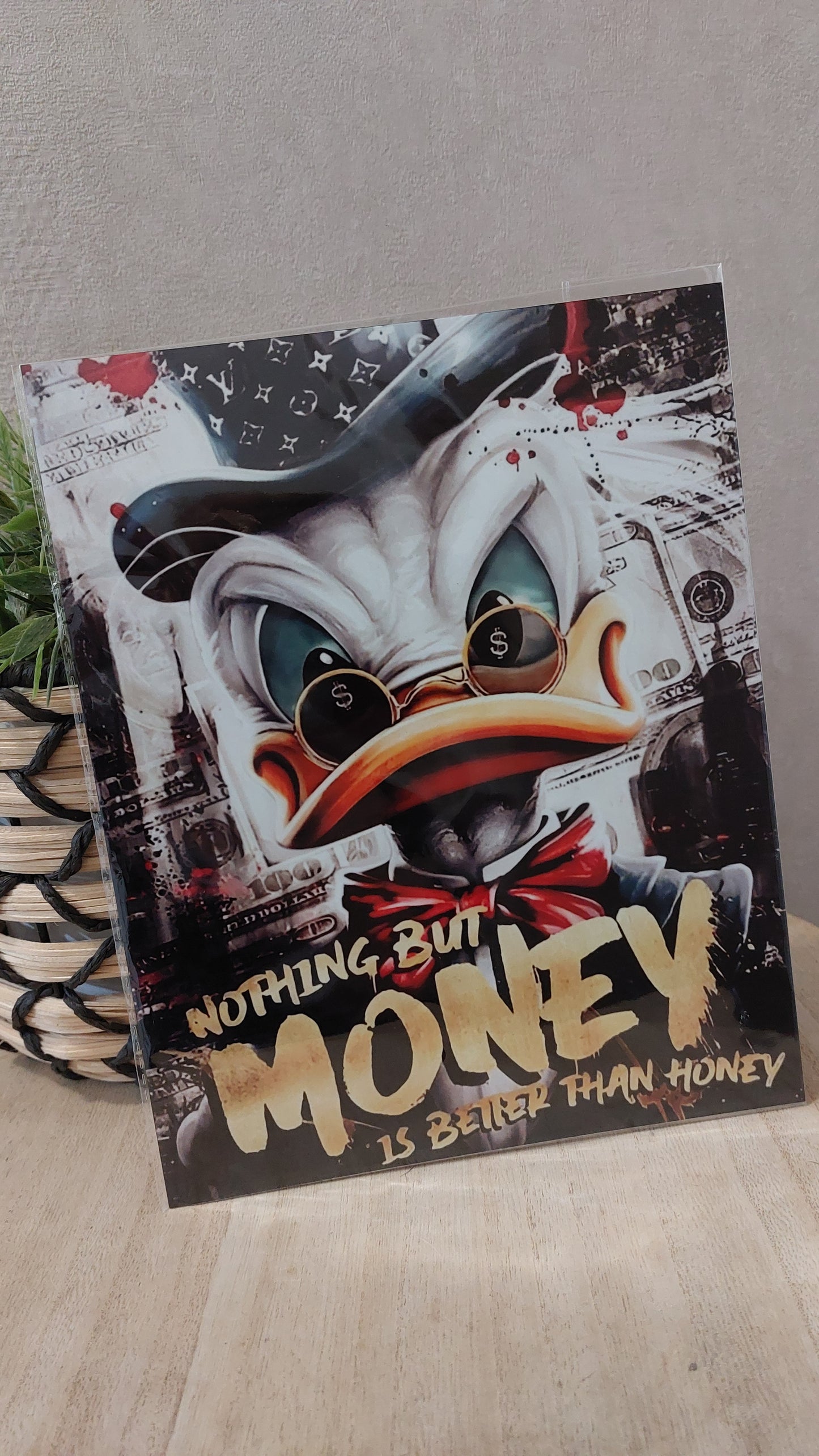 Plaque décorative en métal – Canard dandy & street art