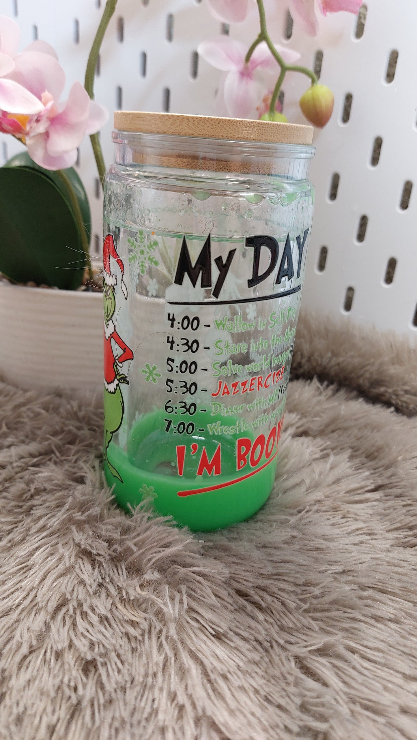 Gobelet double paroi effet lave vert – style Noël fun