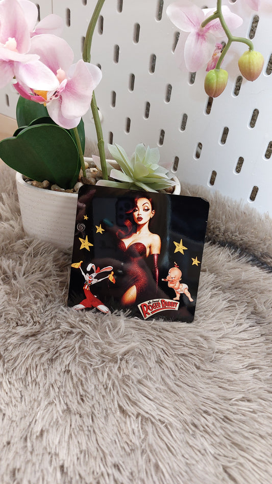 💋 Dessous de verre bois carré – Style rétro cartoon glamour – 10 cm